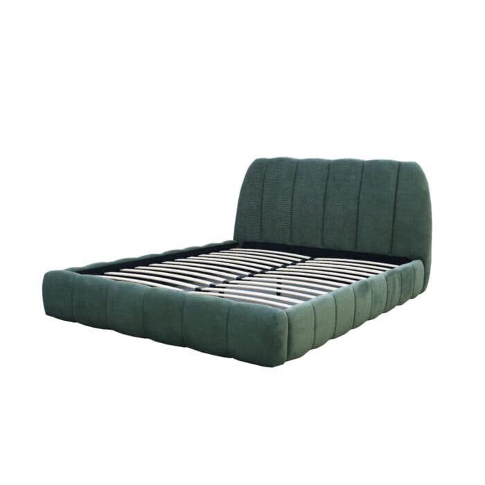 LIT + SOMMIER 160X200 CM EN TISSU - VERT - Image 2