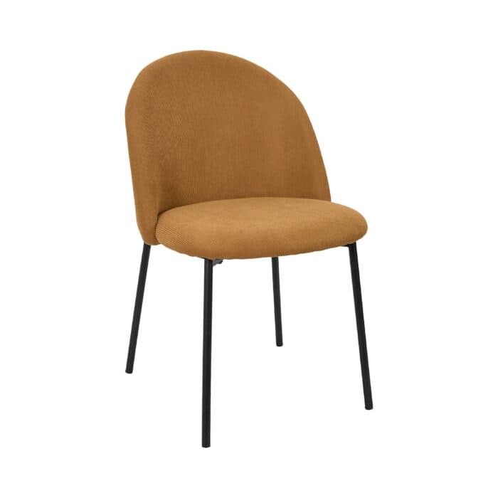 CHAISE DOSSIER ARCHE EN VELOURS CÔTELÉ - JAUNE - Image 2