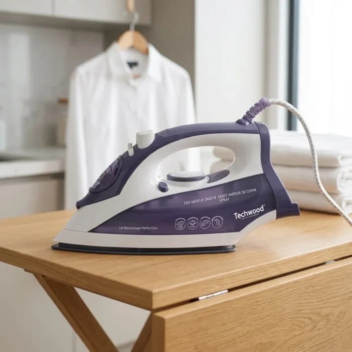 FER VAPEUR 2400 W DÉBIT VAPEUR 30 G/MIN SPRAY - VIOLET &amp; BLANC - TECHWOOD - Image 1