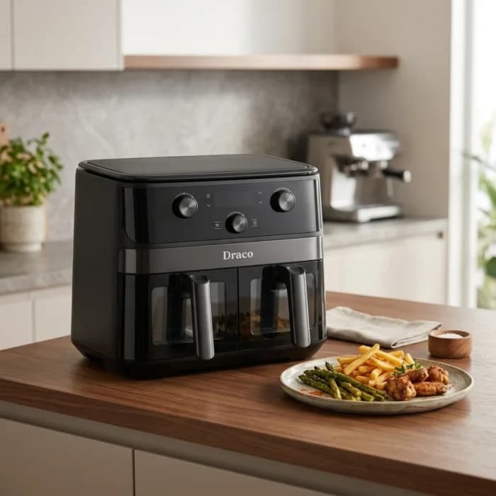 AIR FRYER 11,6 L GRANDE CAPACITÉ DOUBLE CUVE - NOIR - DRACO - Image 1
