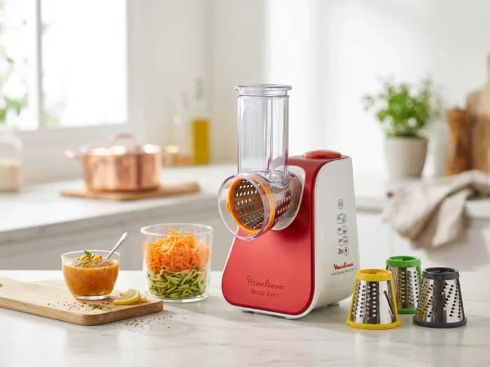 FRESH EXPRESS NECTAR 4-EN-1 200 W RÂPE TRANCHE GRATTE EXTRAIT - ROUGE - MOULINEX - Image 1