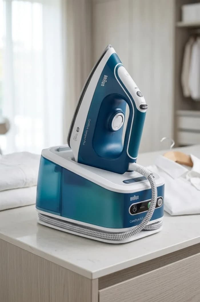 CENTRALE VAPEUR CARESTYLE 6,5 BARS 2400 W ARRÊT AUTO MODE ECO - BLANC &amp; BLEU - BRAUN - Image 1