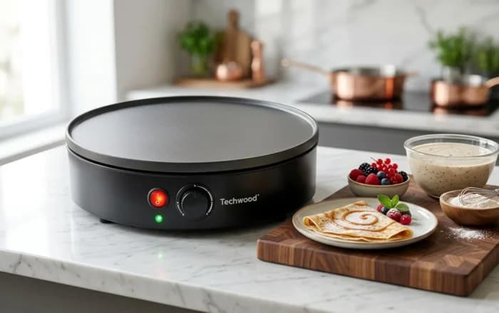 CRÊPIÈRE 23 CM 800 W THERMOSTAT RÉGLABLE ANTIADHÉSIF - NOIR - TECHWOOD - Image 1