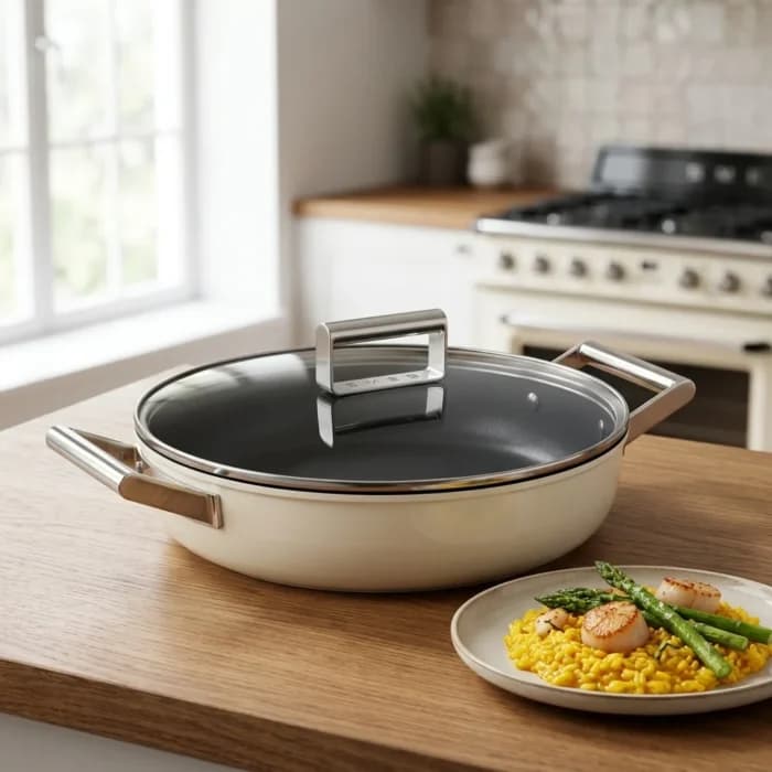 SAUTEUSE 28 CM ANTIADHÉSIVE - CRÈME - SMEG - Image 1