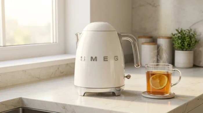 MINI BOUILLOIRE ÉLECTRIQUE STYLE ANNÉES 50 0,8 L 1400 W - BLANC - SMEG - Image 1