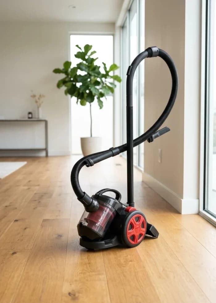 ASPIRATEUR TRAÎNEAU SANS SAC CYCLONIQUE 700 W FILTRE HEPA 2 L ENROULEUR AUTOMATIQUE - NOIR &amp; ROUGE - - Image 1