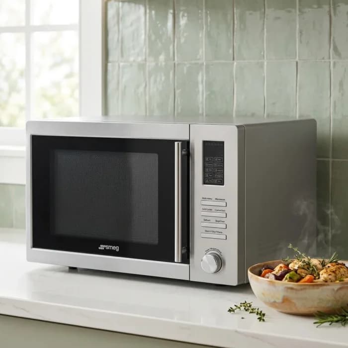 FOUR MICRO-ONDES COMBINÉ CHALEUR TOURNANTE POSE LIBRE 34 L - SMEG - Image 1