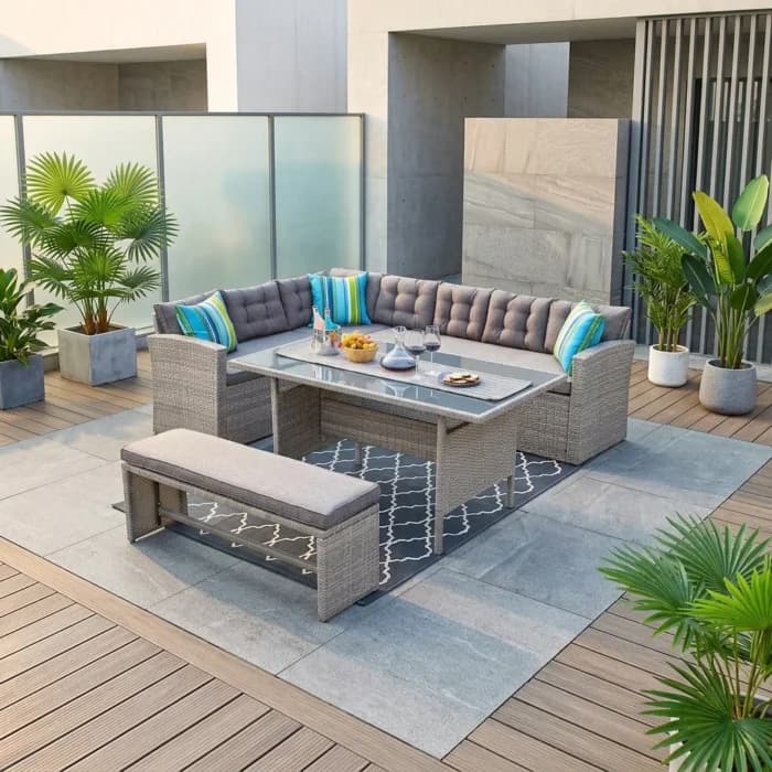 CANAPE D'ANGLE + TABLE + BANC - Image 1