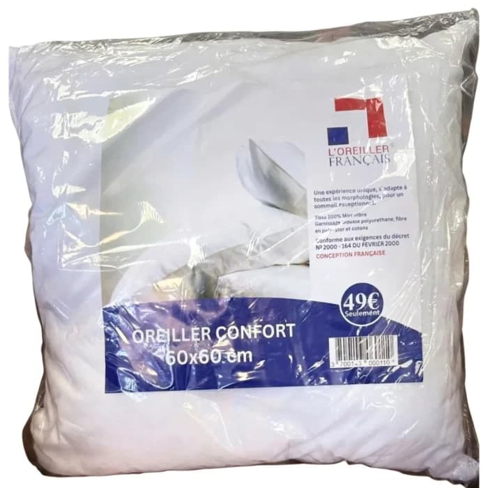 OREILLER CONFORT 50X70 CM - BLANC - Image 1