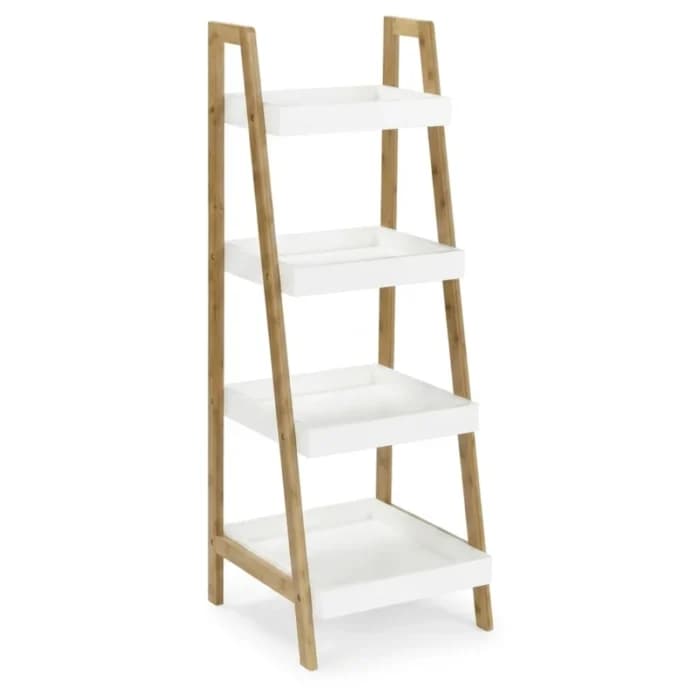 ÉTAGÈRE 4 NIVEAUX EN MÉTAL ET BOIS - BLANC - Image 1