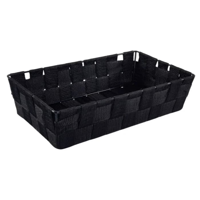 CORBEILLE DE RANGEMENT 28X16X7 CM EN SANGLE TRESSÉE - NOIR - Image 1