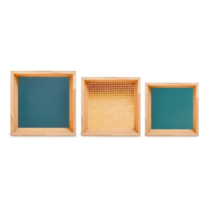 LOT DE 3 ÉTAGÈRES MURALES CARRÉES EN BOIS - Image 1