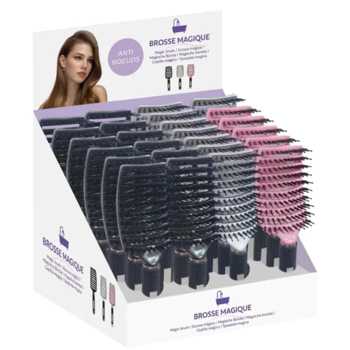 BROSSE À CHEVEUX ANTI-NŒUDS EN PLASTIQUE - Image 1