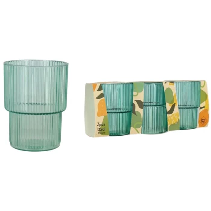 LOT DE 3 GOBELETS 32 CL EN PLASTIQUE - VERT - Image 1