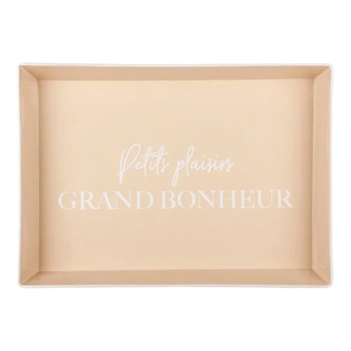 PLATEAU 38,5X28 CM EN MÉTAL - BEIGE - Image 1