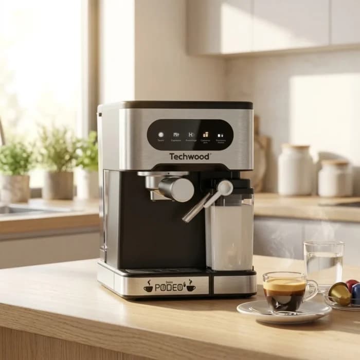 CAFETIÈRE EXPRESSO MULTI-CAPSULES AVEC MOUSSEUR À LAIT TECHWOOD - Image 1
