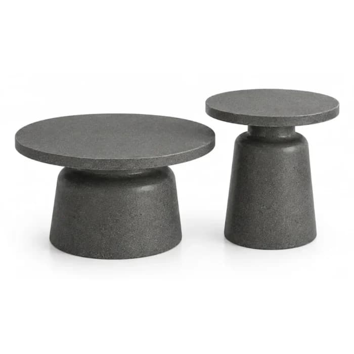 SET 2 TABLES BASSES GIGOGNES EN MÉTAL - NOIR - Image 1