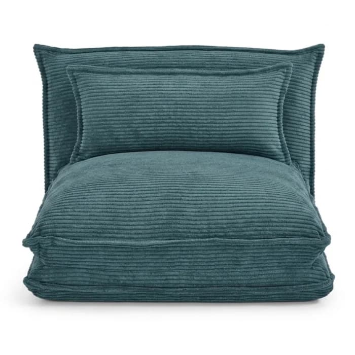 FAUTEUIL CONVERTIBLE PLIANT 1 PLACE VELOURS CÔTELÉ - BLEU - Image 1