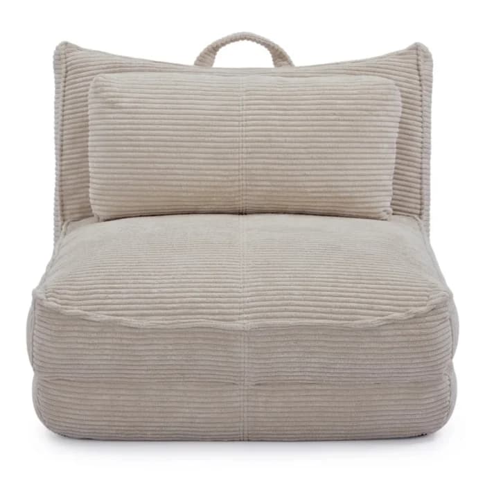 FAUTEUIL CONVERTIBLE PLIANT 1 PLACE VELOURS CÔTELÉ - BEIGE - Image 1