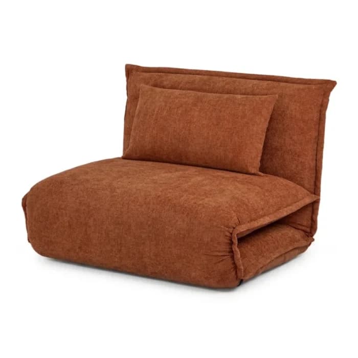 FAUTEUIL CONVERTIBLE PLIANT 1 PLACE TISSU BOUCLÉ - TERRACOTTA - Image 1