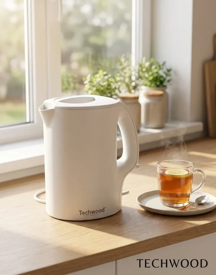 BOUILLOIRE FILAIRE 1 L 900 W ARRÊT AUTOMATIQUE - BLANC - TECHWOOD - Image 1