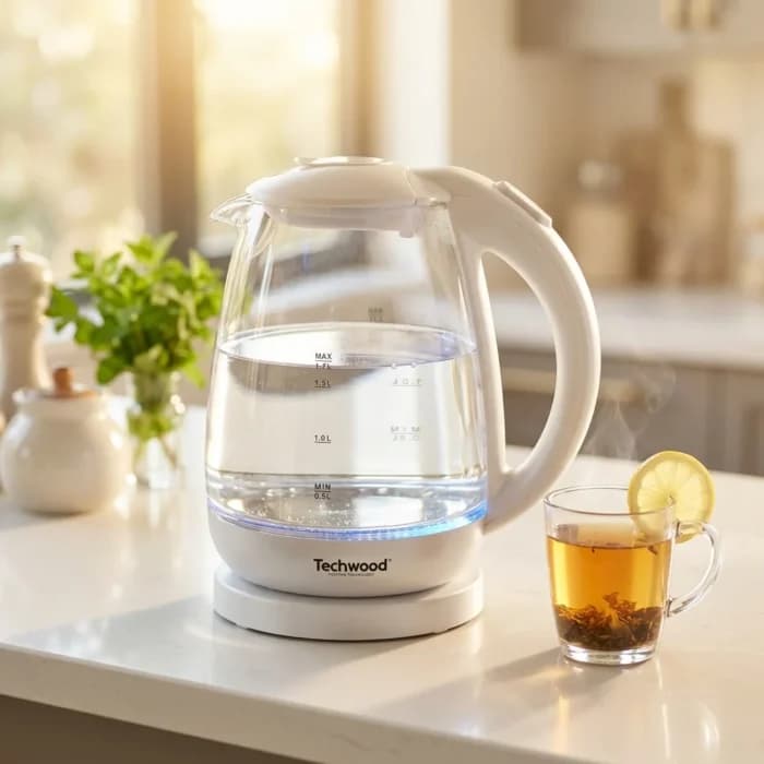 BOUILLOIRE EN VERRE SANS FIL 1,7 L 2200 W - TECHWOOD - Image 1