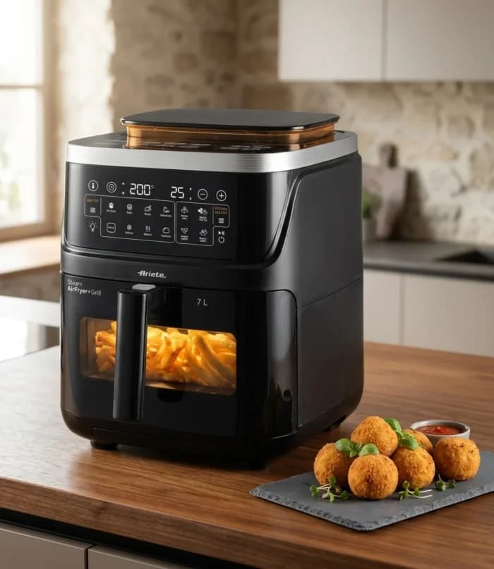 FRITEUSE SANS HUILE AIR FRYER + VAPEUR 7 L 1700 W - NOIR - ARIETE - Image 1