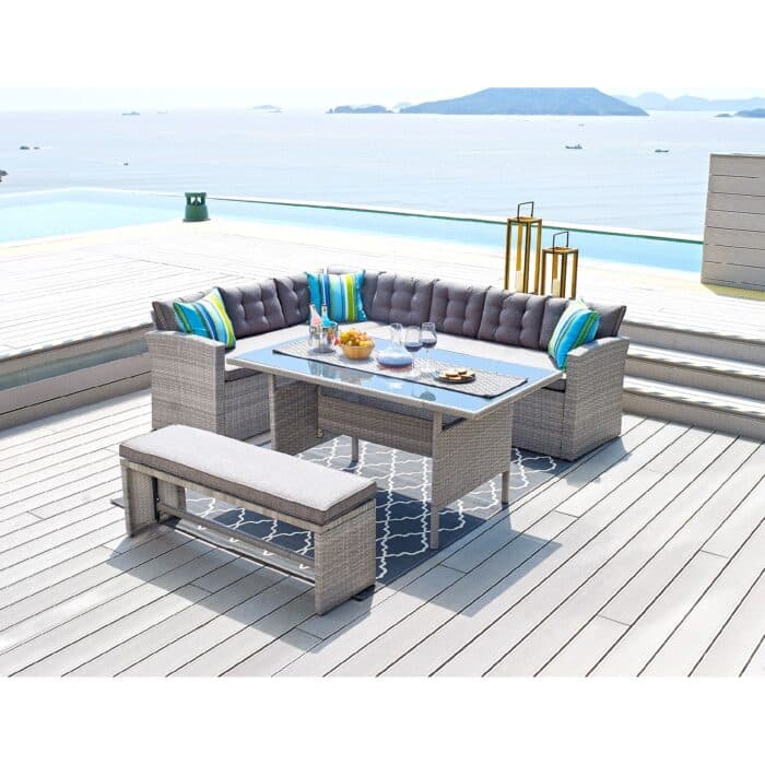 CANAPE D'ANGLE + TABLE + BANC - Image 2