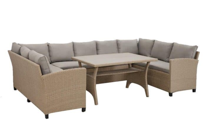 CANAPE D'ANGLE EN U + TABLE  AVEC COUSSINS - NATUREL - Image 2