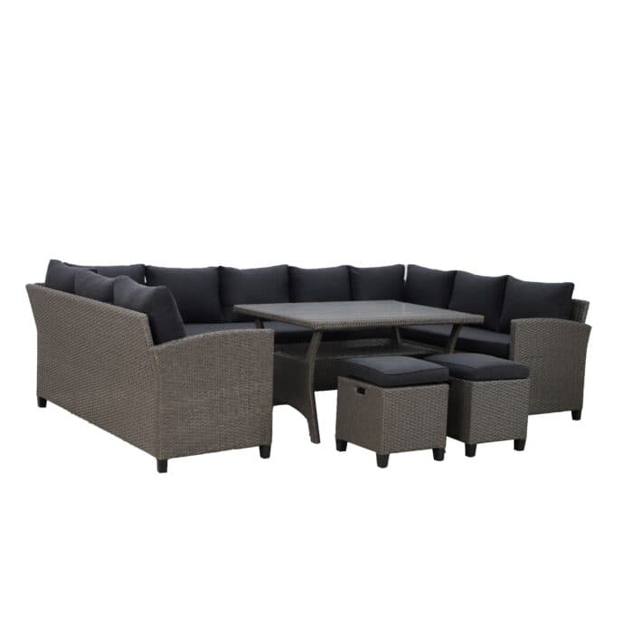 CANAPE D'ANGLE U + TABLE AVEC COUSSINS - NOIR ( SANS POUF ) - Image 2