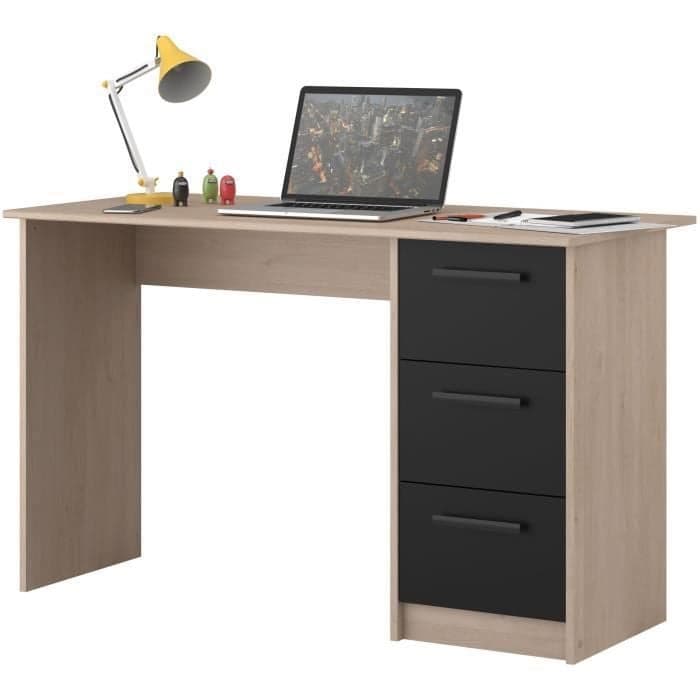 BUREAU 3 TIROIRS - CHENE ET NOIR - Image 2