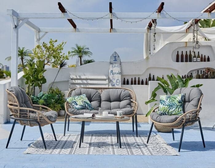 CANAPE 2 PLACES + 2 FAUTEUILS + TABLE BASSE - NATUREL - Image 2