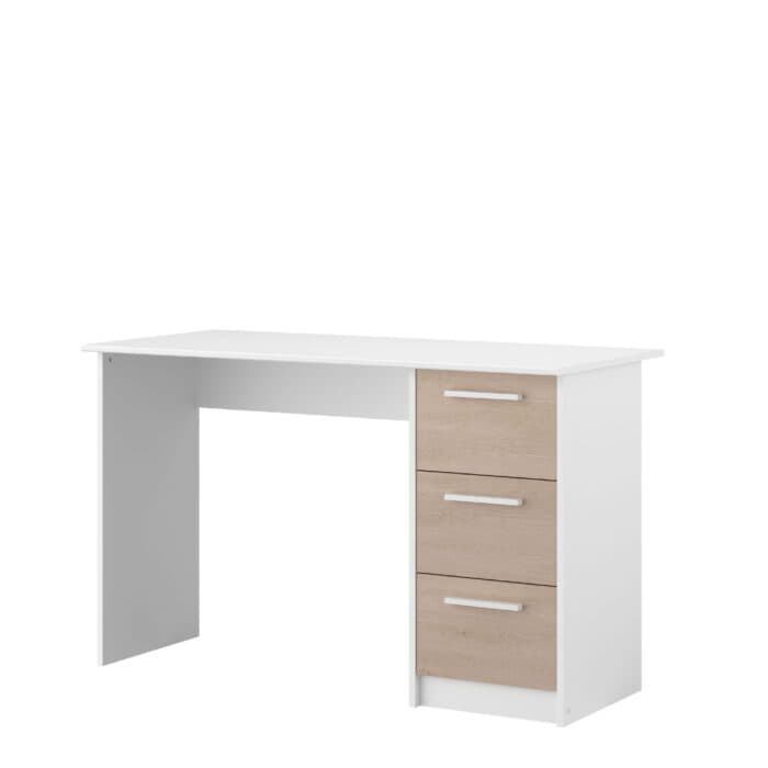 BUREAU 3 TIROIRS - BLANC ET CHENE - Image 2