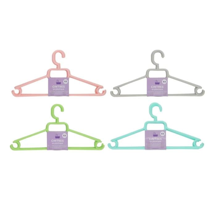 LOT DE 5 CINTRES EN PLASTIQUE - MULTICOLORE - Image 2