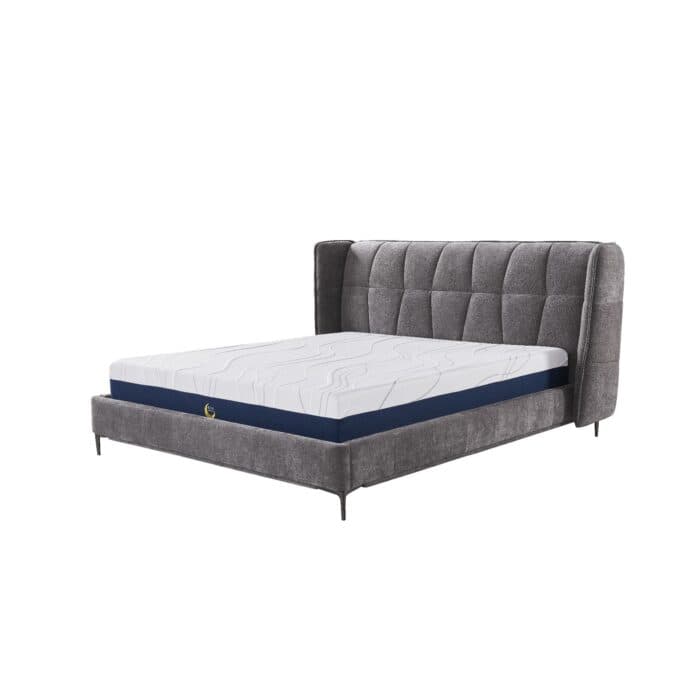 LIT + TÊTE DE LIT + SOMMIER 160X200 CM EN TISSU - GRIS PEWTER - Image 2