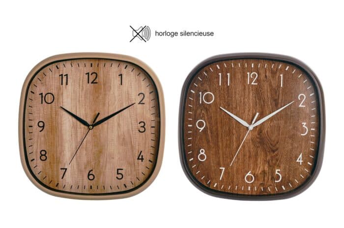 HORLOGE MURALE CARRÉE EN BOIS 30X30 CM - Image 2