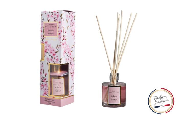 DIFFUSEUR DE PARFUM 6 TIGES 50 ML, SENTEUR SAKURA - Image 2