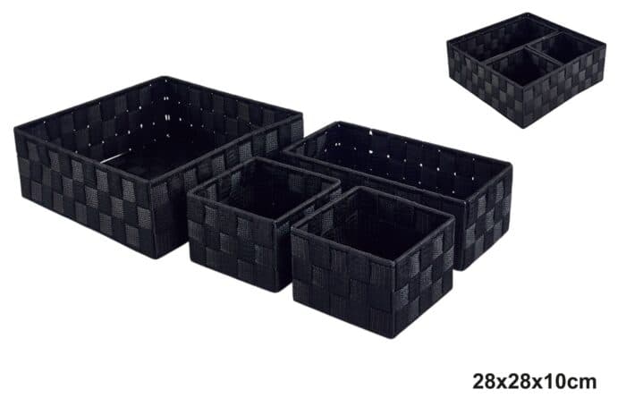 LOT DE 4 CORBEILLES DE RANGEMENT EN SANGLE TRESSÉE - NATUREL - Image 2