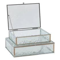 LOT DE 2 BOÎTES À BIJOUX EN MÉTAL ET VERRE - Image 2