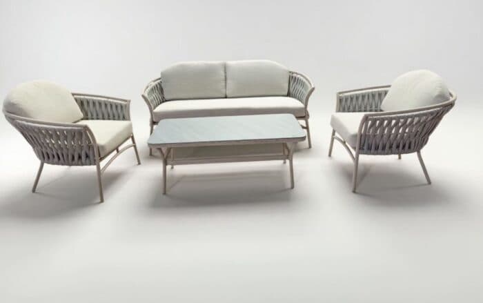 CANAPÉ 2 PLACES + 2 FAUTEUILS + TABLE BASSE - GRIS - Image 2