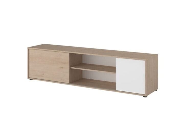MEUBLE TV 2 PORTES + 2 NICHES CHENE  ET BLANC - Image 2
