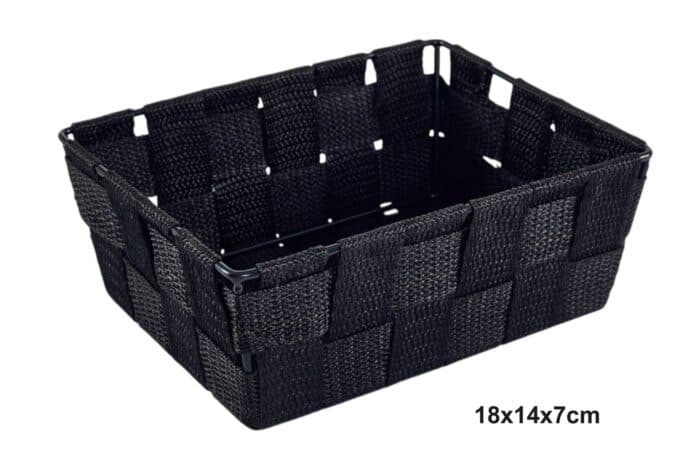 CORBEILLE DE RANGEMENT EN SANGLE TRESSÉE - NOIR - Image 2