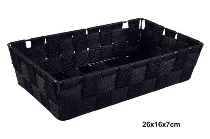 CORBEILLE DE RANGEMENT 28X16X7 CM EN SANGLE TRESSÉE - NOIR - Image 2