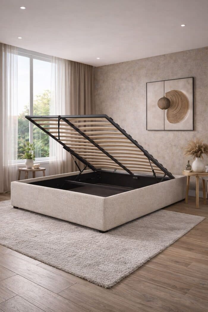 LIT COFFRE 140 X 190 CM - BEIGE - Image 2