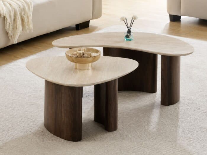 SET 2 TABLES BASSES GIGOGNES EN MDF - CHÊNE - Image 2