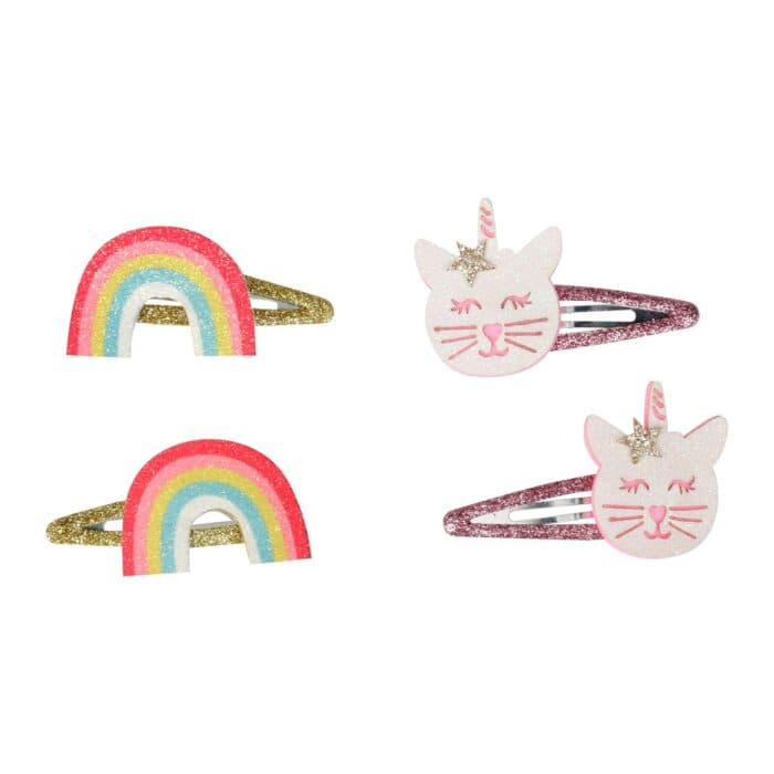 LOT DE 2 BARRETTES CHAT OU ARC-EN-CIEL - Image 2