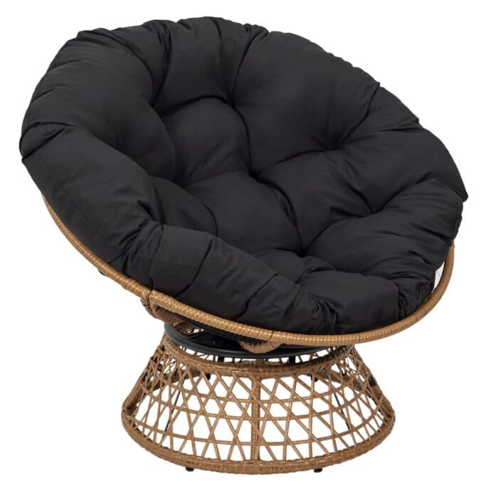 FAUTEUIL DE JARDIN PIVOTANT AVEC COUSSIN - NOIR - Image 2