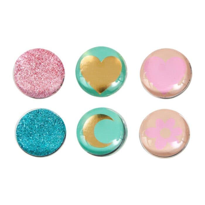 LOT DE 6 MAGNETS PAILLETÉS - ROSE ET VERT - Image 2