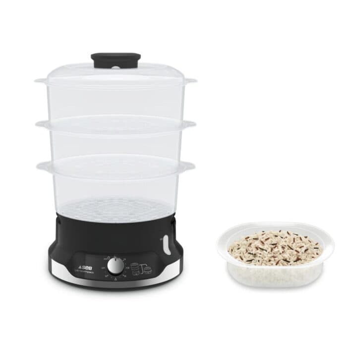 CUISEUR VAPEUR COMPACT 3 BOLS EMPILABLES 9 L - NOIR - Image 2