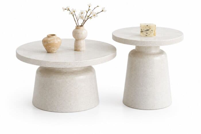 SET 2 TABLES BASSES GIGOGNES EN MÉTAL - BLANC - Image 2
